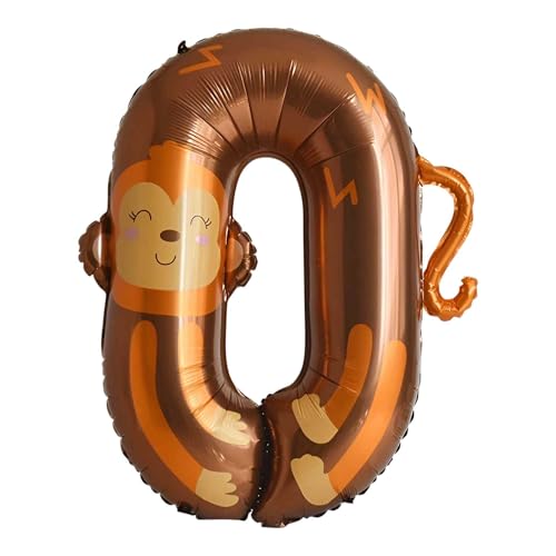 CAPASTEC Zahlenluftballons Tierdruck Zahlenballon-Zahl 0 40 Zoll Folien Zahlenballons Deko Für Party Bunt 1 Stück von CAPASTEC