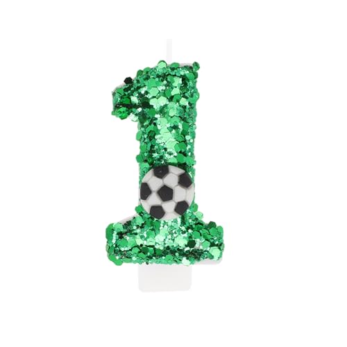 Geburtstagskerzen Nummer 1, Fußball-Geburtstagskerzen, Tortenaufsatz Dekoration Kuchendekoration, Geburtstagskerzen für Geburtstagsdekoration, Grün von CAPASTEC
