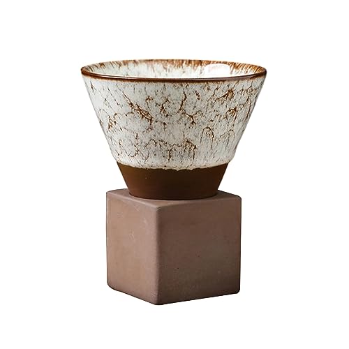 CAPIJIONG 200ml/7oz Retro Brennofen Transformation Trichter geformte Keramik Tasse Mikrowelle Kann Für Kreative Kaffeetasse Mit Boden Verwendet Werden - Pfau Weiß von CAPIJIONG