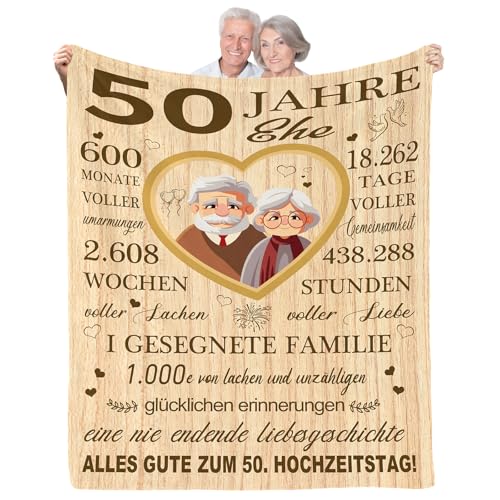 CAPRIFIC Goldene Hochzeit Geschenke Hochzeitstag Geschenk Jahrestag Geschenk für Sie Geschenke zur Goldenen Hochzeit 50 Hochzeitstag Geschenk 150x130CM von CAPRIFIC
