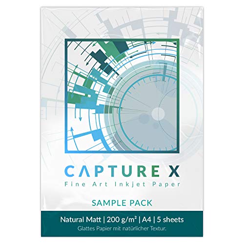 CAPTURE X Natural Matt, 200g/m², A4, Sample Pack, 5 Blatt - natürliche Struktur - Fine Art Paper testen von CAPTURE X