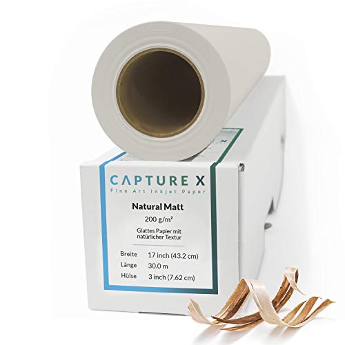 CAPTURE X Natural Matt, 200m², 17 Zoll Rolle, 432 mm x 30 m - natürliche Struktur - Inkjet Fine Art Paper (17 inch) von CAPTURE X