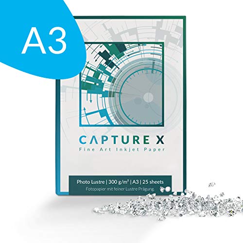 CAPTURE X Photo Lustre, 300g/m², A3, 25 Blatt Box - elegante Prägung - ideale Kontraste - Fine Art Paper von CAPTURE X