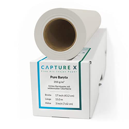 CAPTURE X Pure Baryta 310 g/m², 17 Zoll Rolle, 432 mm x 15 m - natürliche Struktur - Inkjet Fine Art Paper (17 inch) von CAPTURE X