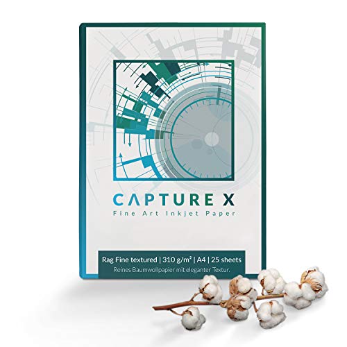 CAPTURE X Rag Fine textured, 310g/m², A4, 25 Blatt Box - edle Struktur - 100% Baumwolle - Fine Art Paper von CAPTURE X