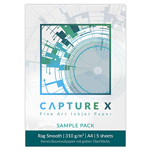 CAPTURE X Rag Smooth, 310g/m², A4, Sample Pack, 5 Blatt - glatte Portraitoberfläche - Fine Art Paper testen von CAPTURE X
