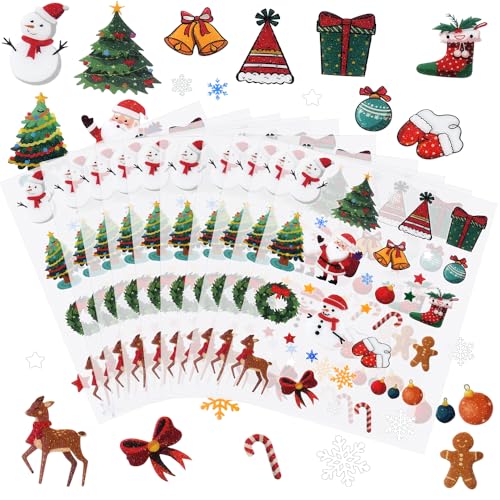 CAREDGO 10 Bogen Weihnachtsaufkleber Glitzer Sticker Weihnachten Weihnachtssticker Selbstklebend Sterne Schneeflocken Weihnachtsbaum Aufkleber Weihnachten Deko Sticker für Geschenke Umschlag CAREDGO 10 Bogen Weihnachtsaufkleber Glitzer Sticker Weihnachten Weihnachtssticker Selbstklebend Sterne Schneeflocken Weihnachtsbaum Aufkleber Weihnachten Deko Sticker für Geschenke Umschlag von CAREDGO