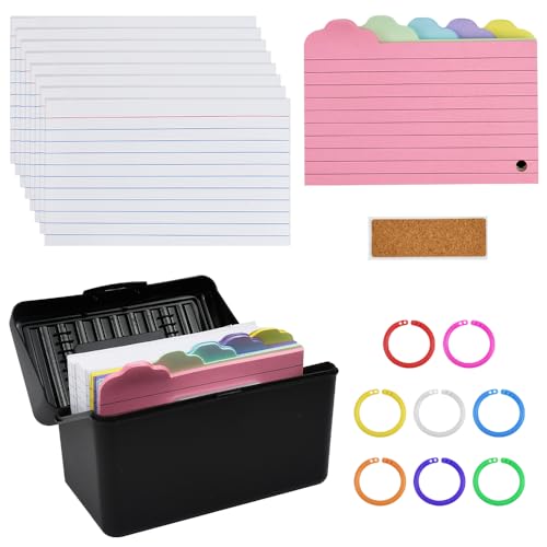 CAREDGO Karteikarten Box Karteikasten Schwarz Lernkarteikarten Vokabelkarten Box 14.5 * 9 * 8.5cm Karteikarten Schachtel Lernkarteibox mit 325 karten, 8 ringe, 1 Etiketten aus Kiefer für Büro Notizen CAREDGO Karteikarten Box Karteikasten Schwarz Lernkarteikarten Vokabelkarten Box 14.5 * 9 * 8.5cm Karteikarten Schachtel Lernkarteibox mit 325 karten, 8 ringe, 1 Etiketten aus Kiefer für Büro Notizen von CAREDGO