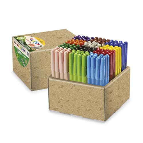 CARIOCA Joy Eco-Marker für Schule, Box mit 144 superwaschbaren Filzstiften aus 98% recyceltem Kunststoff, verschiedene Farben, Spitze Ø 2,8 mm, 144 Stück von CARIOCA