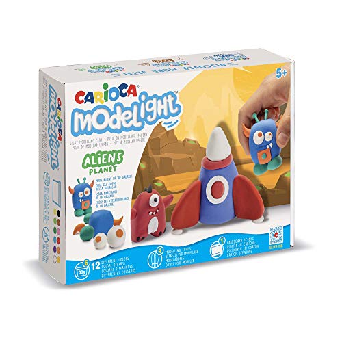 CARIOCA Modelight Maxi Aliens | Ultra leichte Modelliermasse für Kinder, Maxi-Box, weich und elastisch, 5 Jahre und +, 12 verschiedene Farben, Modellierwerkzeuge und Tutorials inklusive, 180 g CARIOCA Modelight Maxi Aliens | Ultra leichte Modelliermasse für Kinder, Maxi-Box, weich und elastisch, 5 Jahre und +, 12 verschiedene Farben, Modellierwerkzeuge und Tutorials inklusive, 180 g von Carioca