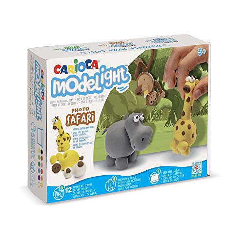 CARIOCA Modelight Maxi Safari | Ultra leichte Modelliermasse für Kinder, Maxi-Knete, weich und elastisch, 5 Jahre und +, 12 verschiedene Farben, Modellierwerkzeuge und Tutorials inklusive, 180 g CARIOCA Modelight Maxi Safari | Ultra leichte Modelliermasse für Kinder, Maxi-Knete, weich und elastisch, 5 Jahre und +, 12 verschiedene Farben, Modellierwerkzeuge und Tutorials inklusive, 180 g von Carioca