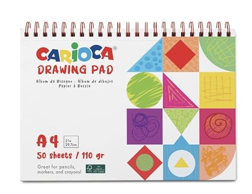 CARIOCA Zeichenblock A4, ideal für die Verwendung mit Bleistiften und Markern, Blätter mit vorgeschnittenen Kanten für einfaches Abreißen, 50 Blatt mit 110 g CARIOCA Zeichenblock A4, ideal für die Verwendung mit Bleistiften und Markern, Blätter mit vorgeschnittenen Kanten für einfaches Abreißen, 50 Blatt mit 110 g von CARIOCA
