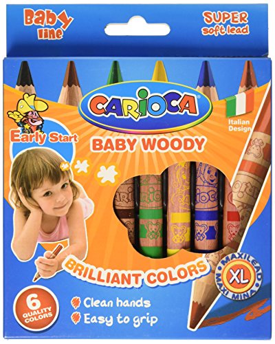 Carioca Baby Jumbo Buntstifte aus Holz mit Etui und Spitzer (Set mit 6 Bleistiften) von CARIOCA