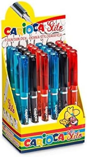 Carioca Stilo Cartridge Filling System, mehrfarbig, 24 Stück, Füllfederhalter (Cartridge Filling System, mehrfarbig, transparent, dünn, blau, 25 cm) von Carioca