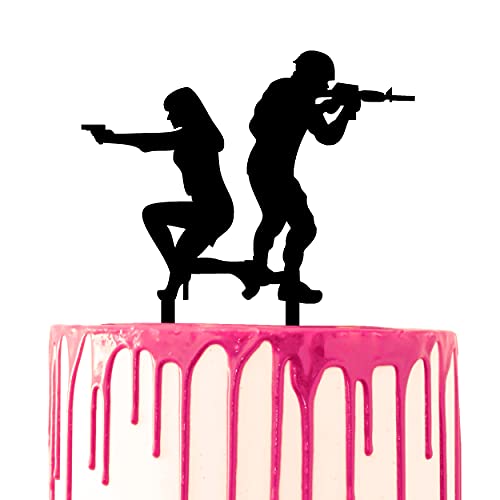 CARISPIBET Dekorieren von Tortenaufsätzen, Bräutigam und Braut, die Pistolen halten, Acryl-Silhouette CARISPIBET Dekorieren von Tortenaufsätzen, Bräutigam und Braut, die Pistolen halten, Acryl-Silhouette von CARISPIBET