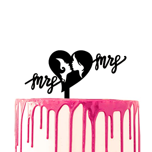 CARISPIBET Tortenaufsatz für Hochzeitstorten, herzförmig, zwei Frauen, küssende Hochzeitstortendekoration, Acryl von CARISPIBET