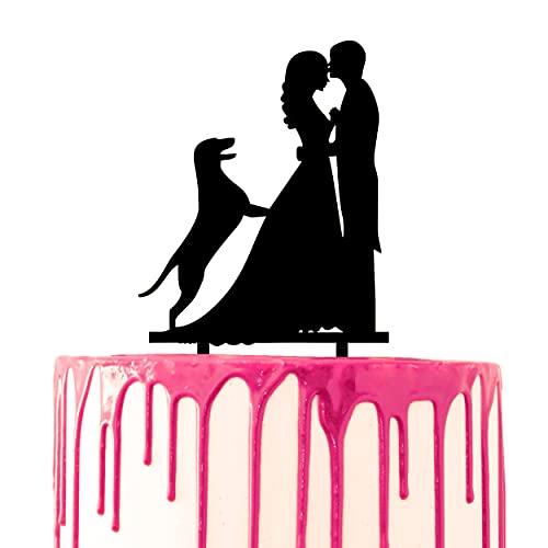 CARISPIBET Hochzeitstortenaufsatz, Party-Kuchendekoration, für Hundeliebhaber, Tierliebhaber, Bräutigam und Braut, Stirn, Kuss, Acryl-Silhouette von CARISPIBET