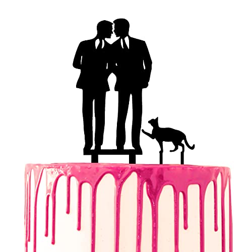 CARISPIBET Hochzeitstortenaufsatz Zwei Bräutigams Walking with a Cat Ehe Kuchen Dekoration Acryl Silhouette CARISPIBET Hochzeitstortenaufsatz Zwei Bräutigams Walking with a Cat Ehe Kuchen Dekoration Acryl Silhouette von CARISPIBET