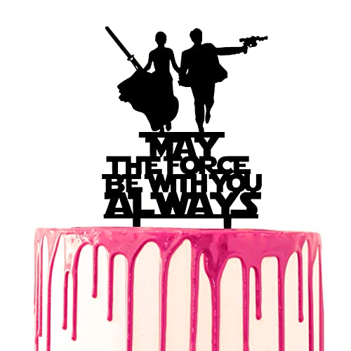 CARISPIBET "May the Force be with you always" Cake Topper Dekorative Acryl Silhouette Kuchen Dekoration Thema Party Requisite von CARISPIBET