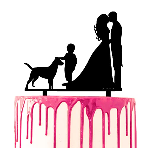 CARISPIBET Tortenaufsatz, Silhouette eines Paares, das sich mit einem Sohn und einem Hund an der Seite küsst, dekorative Acylic-Aufsatz CARISPIBET Tortenaufsatz, Silhouette eines Paares, das sich mit einem Sohn und einem Hund an der Seite küsst, dekorative Acylic-Aufsatz von CARISPIBET