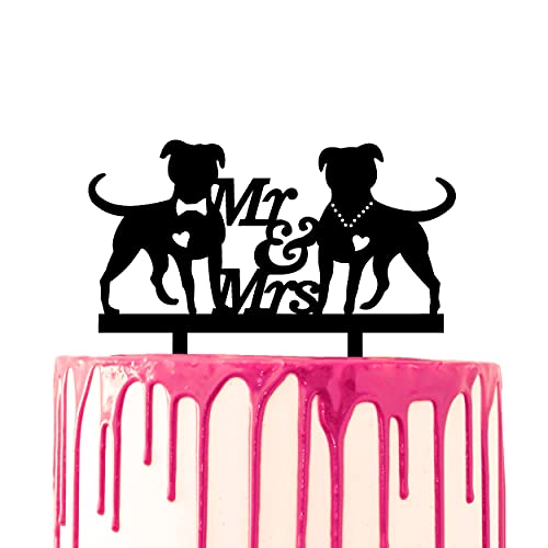 CARISPIBET cake toppers groom surprises bride with flower bouquet acrylic silhouette cake decoration tool (Zwei Bulldoggen) von CARISPIBET