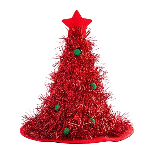 CARISSETT Leuchtender Weihnachtsbaumhut für Festival, Familientreffen, Party, glitzernde Weihnachtsmannmütze, Urlaubskappen, Haus-dekorative Kappen von CARISSETT