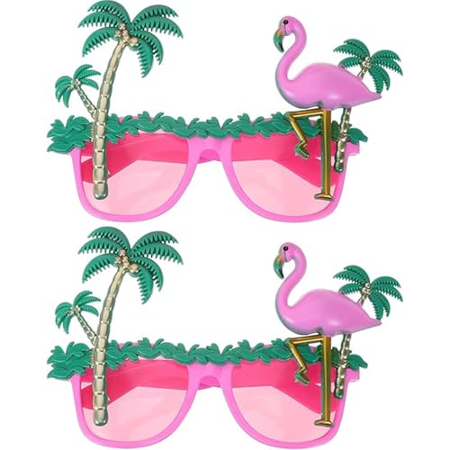 CARMELIT 2 x Flamingo-Sonnenbrillen, Hawaii-Sonnenbrille, lustige Flamingo-Brille, Party-Requisiten, Sommer-Fotokabinen von CARMELIT
