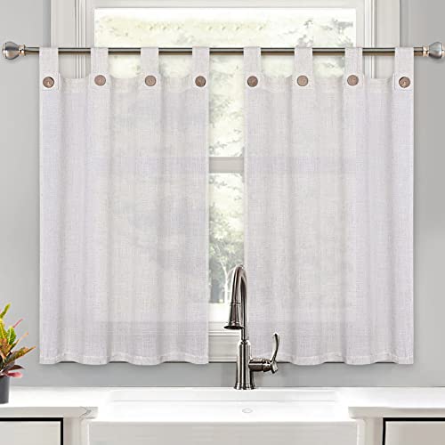 CAROMIO Bistrogardinen Kurzgardine Leinen Optik Gardinen Kurz Scheibengardinen im landhausstil Gardinen für Küchen Esszimmer Badezimmer Klein Fenster, Weiß, B68xH91cm, 2er Set CAROMIO Bistrogardinen Kurzgardine Leinen Optik Gardinen Kurz Scheibengardinen im landhausstil Gardinen für Küchen Esszimmer Badezimmer Klein Fenster, Weiß, B68xH91cm, 2er Set von CAROMIO