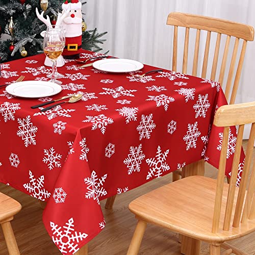 CAROMIO Tischdecke Weihnachten Tischdecke Abwaschbar Quadratische Weihnachtstischdecken Wasserfeste Tischdecke für Weihnachtsfeier, Heimdekoration,138x138cm von CAROMIO