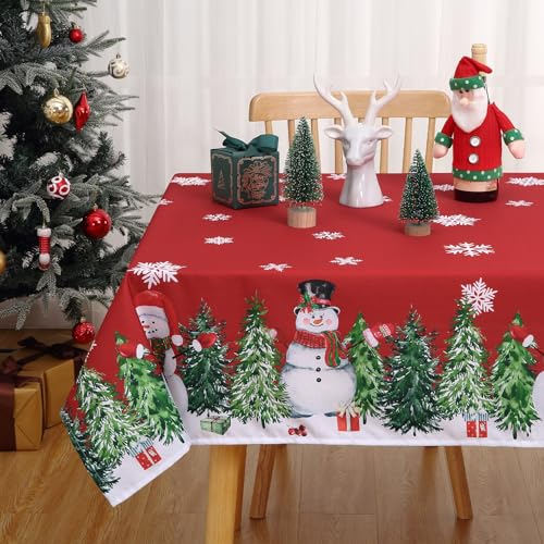 CAROMIO Tischdecke, Weihnachtstischdecke, abwischbar, Tischdekoration für Weihnachten, wasserdichte Tischdecke mit Schneemann, knitterfreie Tischdecke für Esszimmer, Rot, 137 x 200 cm CAROMIO Tischdecke, Weihnachtstischdecke, abwischbar, Tischdekoration für Weihnachten, wasserdichte Tischdecke mit Schneemann, knitterfreie Tischdecke für Esszimmer, Rot, 137 x 200 cm von CAROMIO