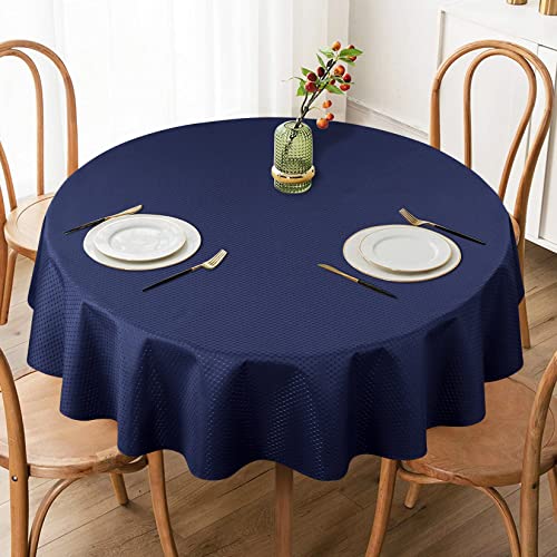 CAROMIO Tischdecke Rund 178cm Jacquard Tischtuch aus Polyester Wasserabweisend Abwaschbar Tisch Decke, Navy Blau Tischwäsche für Home Küche Hochzeit von CAROMIO