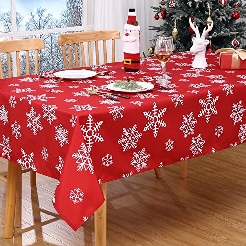 CAROMIO Tischdecke Weihnachten Rot Tischdecken Abwaschbar Wasserabweisend aus Polyester mit Schneeflocken Weihnachts Tischtuch für Festlich Tischdekoration, 137 x 228cm Rechteckig CAROMIO Tischdecke Weihnachten Rot Tischdecken Abwaschbar Wasserabweisend aus Polyester mit Schneeflocken Weihnachts Tischtuch für Festlich Tischdekoration, 137 x 228cm Rechteckig von CAROMIO