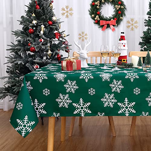 CAROMIO Tischdecke Weihnachten Tischdecke Grün Weihnachtstischdecken Abwaschbar Wasserdicht Hochwertige Esstischdecke für Party Vereinsfeier Hochzeit Geburtstagsfeier 137x200cm von CAROMIO