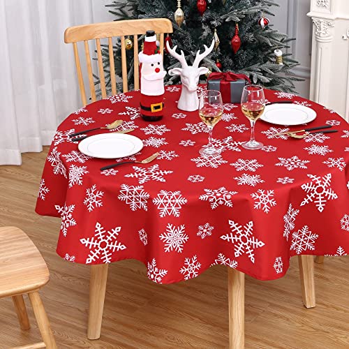 CAROMIO Tischdecke Weihnachten Tischdecke Rund Rot Tischdecke Abwaschbar Weihnachts Tischdecke Wasserabweisende für Weihnachtsfeier, Heimdekoration, 153cm Rund CAROMIO Tischdecke Weihnachten Tischdecke Rund Rot Tischdecke Abwaschbar Weihnachts Tischdecke Wasserabweisende für Weihnachtsfeier, Heimdekoration, 153cm Rund von CAROMIO