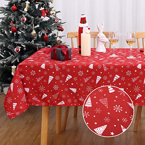 CAROMIO Tischdecke Weihnachten Weihnachtstischdecke Rechteckig Tischdecke Abwaschbar Rote Wasserabweisend Tischdecke für Weihnachtsfeier Urlaub Heimdekoration, 138x178cm von CAROMIO
