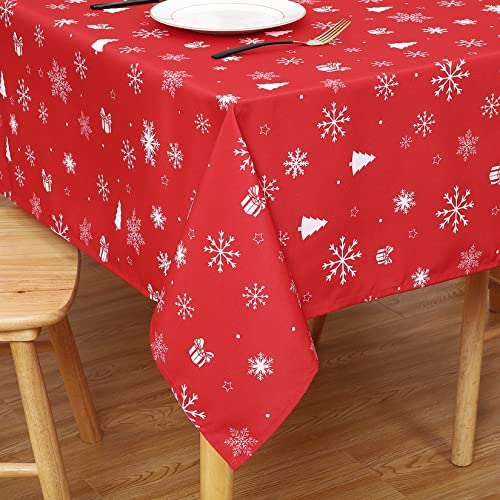 CAROMIO Wasserdichte Abwischbare Weihnachtstischdecke - Rote Tischdecke Mit Schneeflocken Dekoration für Feiertag und Geburtstagsfeier, 138x200cm CAROMIO Wasserdichte Abwischbare Weihnachtstischdecke - Rote Tischdecke Mit Schneeflocken Dekoration für Feiertag und Geburtstagsfeier, 138x200cm von CAROMIO