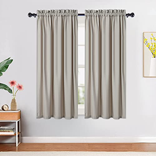 CAROMIO Wasserabweisende Scheibengardinen Modern Halbe Cafe Küchen Scheibengardinen Geprägte Musterstruktur Kurzgardine Kurzstores für Kleinfenster Vorhang Kurz, 2 x B 76 cm x H 114cm, Taupe, 2er Set von CAROMIO