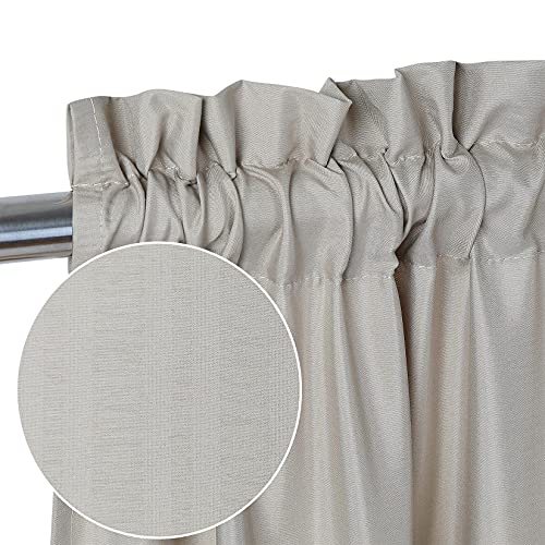 CAROMIO Wasserabweisende Scheibengardinen Modern Halbe Cafe Küchen Scheibengardinen Geprägte Musterstruktur Kurzgardine Kurzstores für Kleinfenster Vorhang Kurz, 2 x B 76 cm x H 76cm, Taupe, 2er Set von CAROMIO