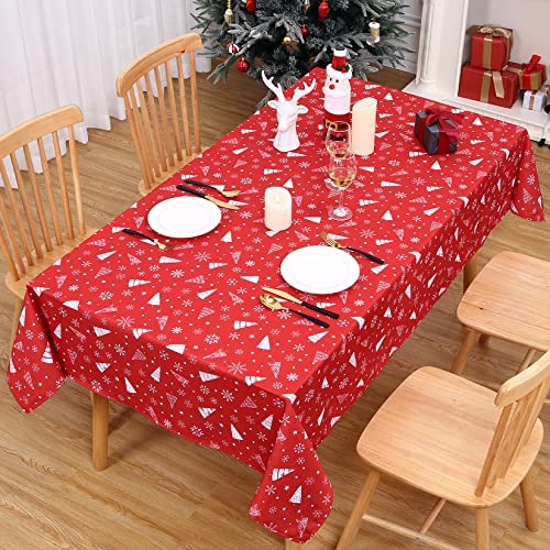 CAROMIO Weihnachts Tischdecke Tischdecke Abwaschbar Rotes Weihnachtshirsch Rechteckig Tischdecke für Weihnachtsdeko Ölfest und Wasserdicht Weihnachtstischdecke, 138x 229cm/54 x 90 Zoll von CAROMIO