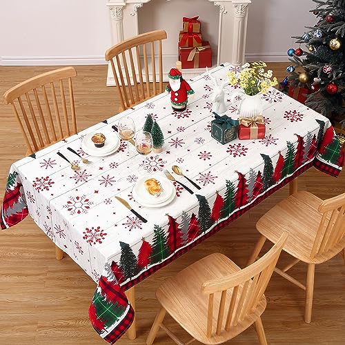CAROMIO Weihnachtstischdecke, abwischbar, 137 x 274 cm, weihnachtliche dekorative Tischdecke, rechteckig, wasserabweisend, Tischdecke mit kariertem Kiefernmuster, für Küche, Party, Outdoor, Indoor, CAROMIO Weihnachtstischdecke, abwischbar, 137 x 274 cm, weihnachtliche dekorative Tischdecke, rechteckig, wasserabweisend, Tischdecke mit kariertem Kiefernmuster, für Küche, Party, Outdoor, Indoor, von CAROMIO