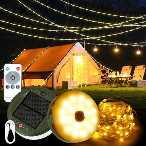 CAROOTU 3-in-1-Solar-Lichterkette für Camping, 12 m wasserdichte Lichterkette für den Außenbereich mit 8 Beleuchtungsmodi,3600 mAh über USB wiederaufladbare Solar-Campingleuchten CAROOTU 3-in-1-Solar-Lichterkette für Camping, 12 m wasserdichte Lichterkette für den Außenbereich mit 8 Beleuchtungsmodi,3600 mAh über USB wiederaufladbare Solar-Campingleuchten von CAROOTU