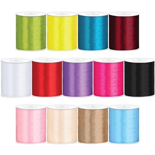 10m Satinband 10cm-Breite in Gelb. Geschenkband in 13 Farben, umweltfreundlich verpackt. Dekoband als Deko, für Hochzeit, zum Basteln, Geschenkverpackung. von CARTONARE