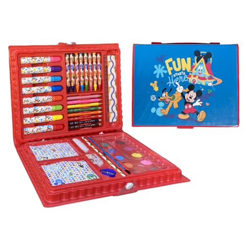 CARTOON Disney Mickey Mouse Kinder-Malkasten mit 52-teiligem Mal- und Schreibset Zeichnen und Malen von CARTOON