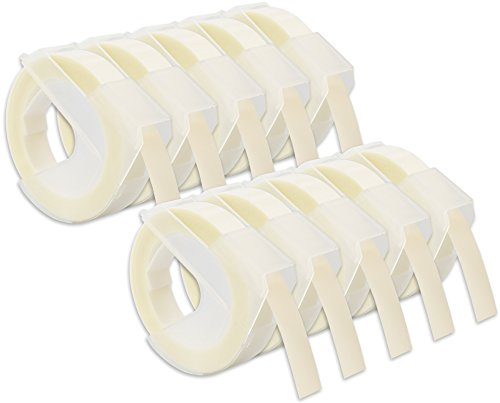 Cartridges Kingdom 10 Prägebänder 3D 9 mm x 3 m Weiss auf Transparent/Farblos | kompatibel für Dymo Omega und Junior Etikettenprägegerät für den Heimbedarf | Kunststoff, Selbstklebend Cartridges Kingdom 10 Prägebänder 3D 9 mm x 3 m Weiss auf Transparent/Farblos | kompatibel für Dymo Omega und Junior Etikettenprägegerät für den Heimbedarf | Kunststoff, Selbstklebend von CARTRIDGES KINGDOM