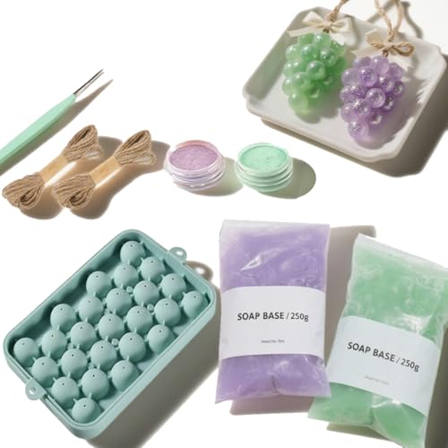 Traubenseifenherstellungs-Set für Anfänger, komplettes handgefertigtes Bastelset mit Formen, Juteseil, Glimmerpulver, natürlicher Seifenbasis und Werkzeugen, Heimdekoration, Geschenk bereit Traubenseifenherstellungs-Set für Anfänger, komplettes handgefertigtes Bastelset mit Formen, Juteseil, Glimmerpulver, natürlicher Seifenbasis und Werkzeugen, Heimdekoration, Geschenk bereit von CASADE11