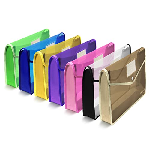 7 Stück B4 Kunststoff-Ordner, wasserdicht, transparent, erweiterbar, Violett & Pink & Gelb & Grün & Weiß & Blau & Schwarz 7 Stück B4 Kunststoff-Ordner, wasserdicht, transparent, erweiterbar, Violett & Pink & Gelb & Grün & Weiß & Blau & Schwarz von CASAON