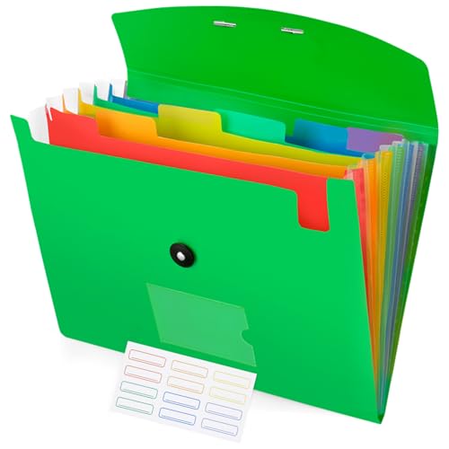 Akkordeon-Aktenordner, 7 Fächer, Fächermappe mit Etiketten, A4/Briefgröße, tragbare Ordner für Dokumente, Papier-Organizer für Schule, Bürobedarf, Grün Akkordeon-Aktenordner, 7 Fächer, Fächermappe mit Etiketten, A4/Briefgröße, tragbare Ordner für Dokumente, Papier-Organizer für Schule, Bürobedarf, Grün von CASAON