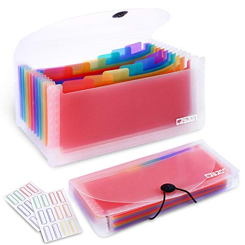 Akkordeon-Aktenordner mit 13 Fächern, Mini-Organizer für Rechnungen, Quittungen, Karten, Coupons, Tickets, 2 Stück Akkordeon-Aktenordner mit 13 Fächern, Mini-Organizer für Rechnungen, Quittungen, Karten, Coupons, Tickets, 2 Stück von CASAON