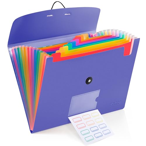 Fächermappe mit 13 Fächern, Akkordean, A4, Briefgröße, Papier, Dokumente, Quittungen, Halter für Schule, Büro Zubehör, Lila, Blau Fächermappe mit 13 Fächern, Akkordean, A4, Briefgröße, Papier, Dokumente, Quittungen, Halter für Schule, Büro Zubehör, Lila, Blau von CASAON
