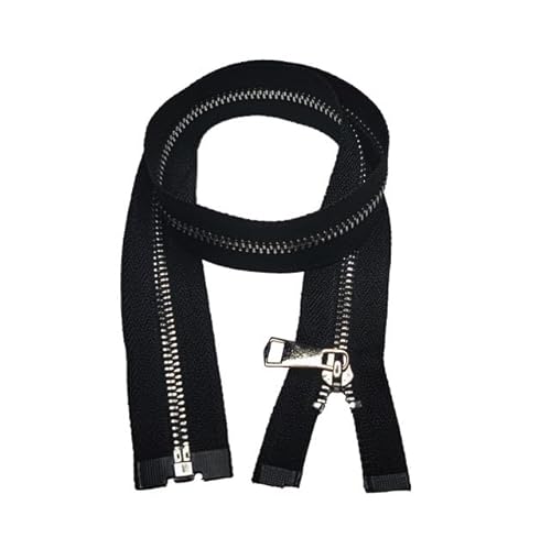 CasCab 2 Stück #5 15cm Trennreißverschlüsse (Offener Reißverschluss) für Jacken, Nähen von Mänteln, Handwerksarbeiten, Silberne Metallzähne (Schwarz Gürtel-15cm 2 Stück) von CASCAB